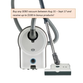 Sebo 90941AM Airbelt D4 Premium Canister Vacuum with ET-1 Power Head White (Plus $100 of FREE Items)
